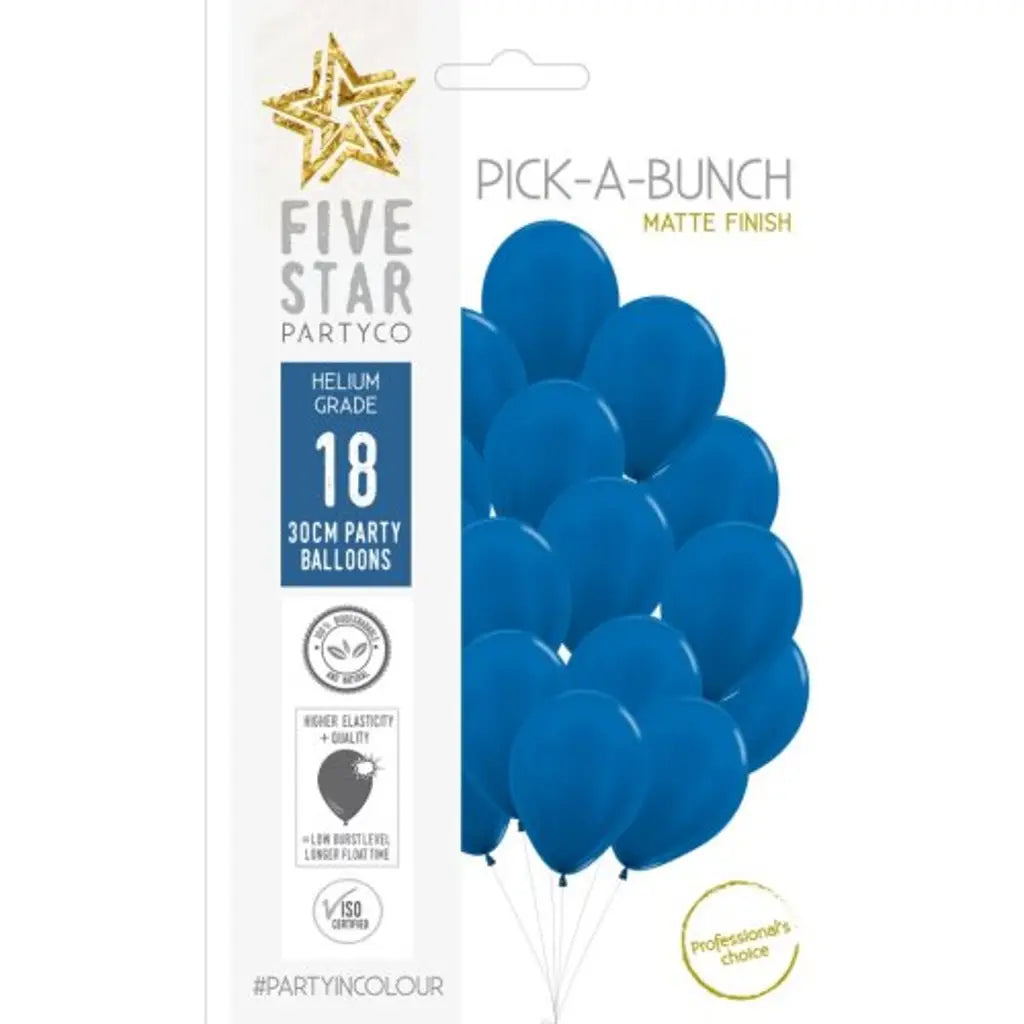Party Air Balloon Matte Royal Blue 30cm 18Pk 700041