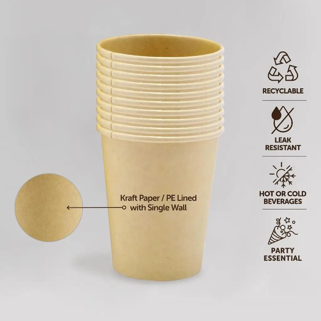 Party Central Medium Paper Coffee Cups Single Wall 250ml 50Pk 232253