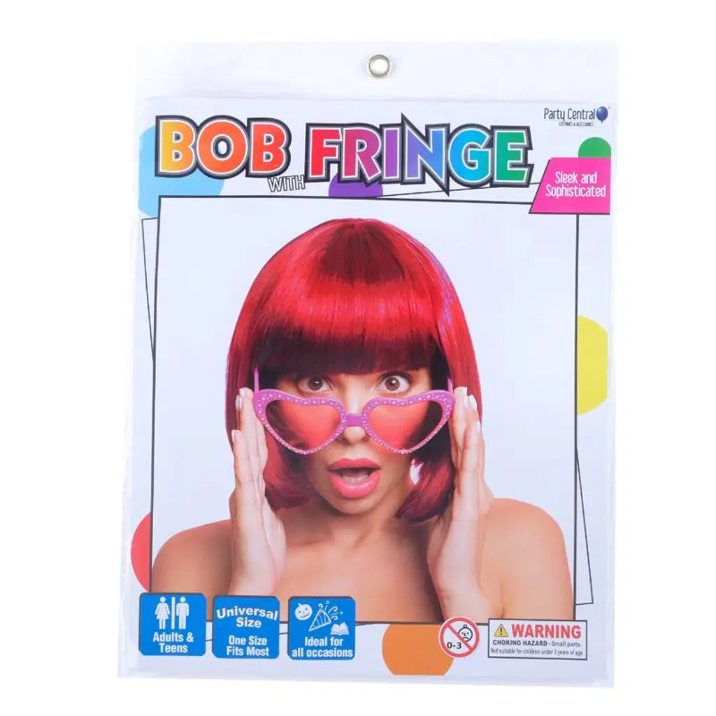 Party Central Wig Bob With Fringe Adults Assorted Colours 277353