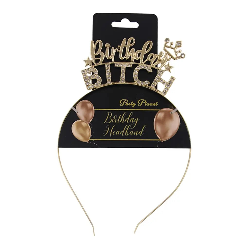Party Planet Birthday Bitch Gold Headband PP43913