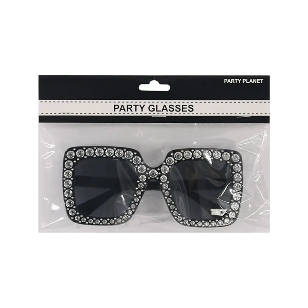 Party Planet Black Blinged Square Party Glasses PP44606