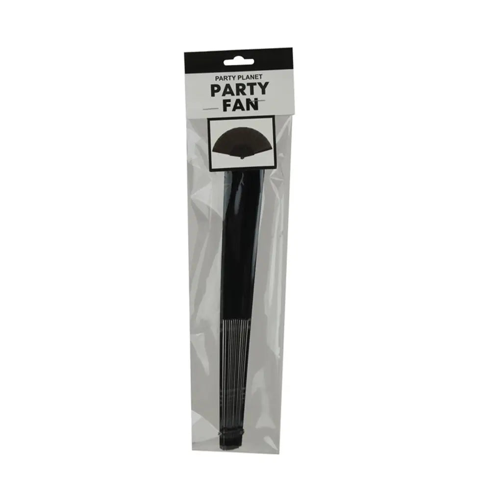 Party Planet Black Fabric Hand Fan PP94130