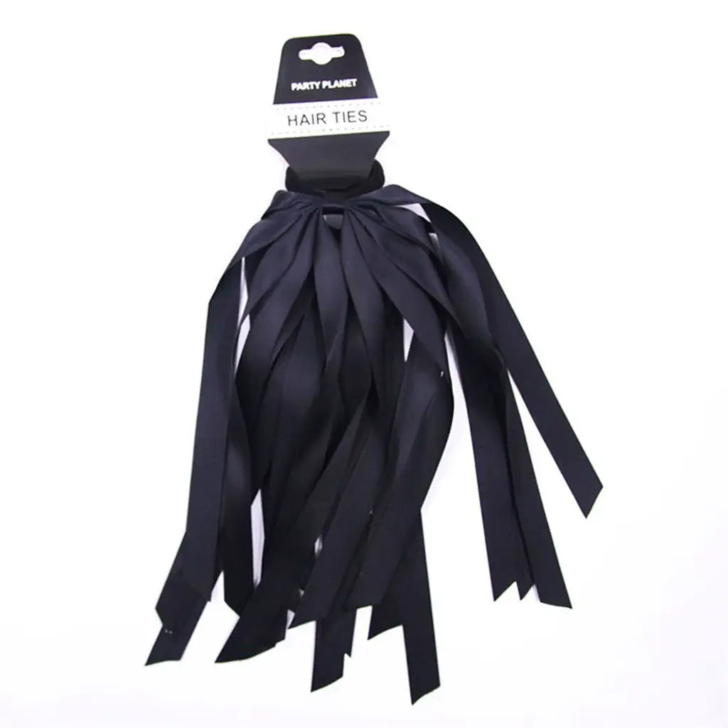 Party Planet Black Hair Ties With Ribbons 2Pk PP89327