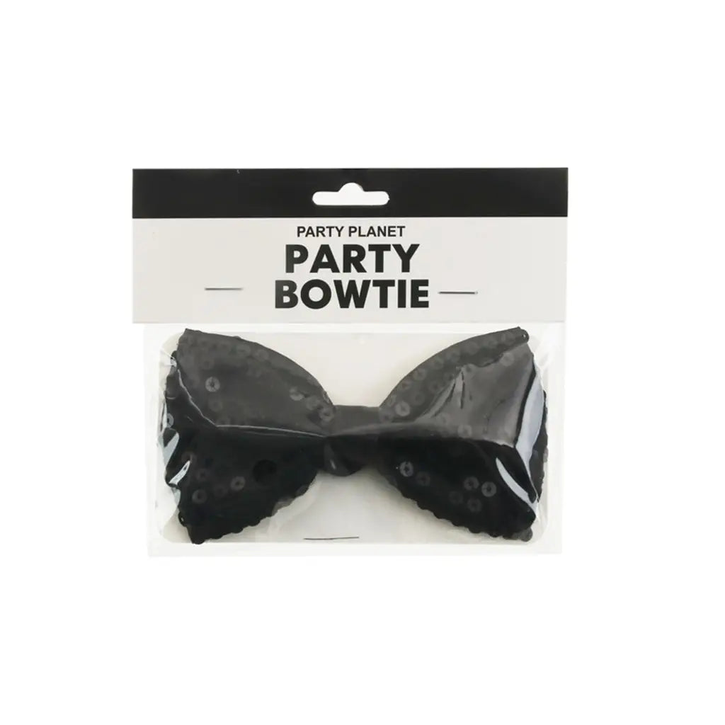 Party Planet Black Sequin Bow Tie A95843