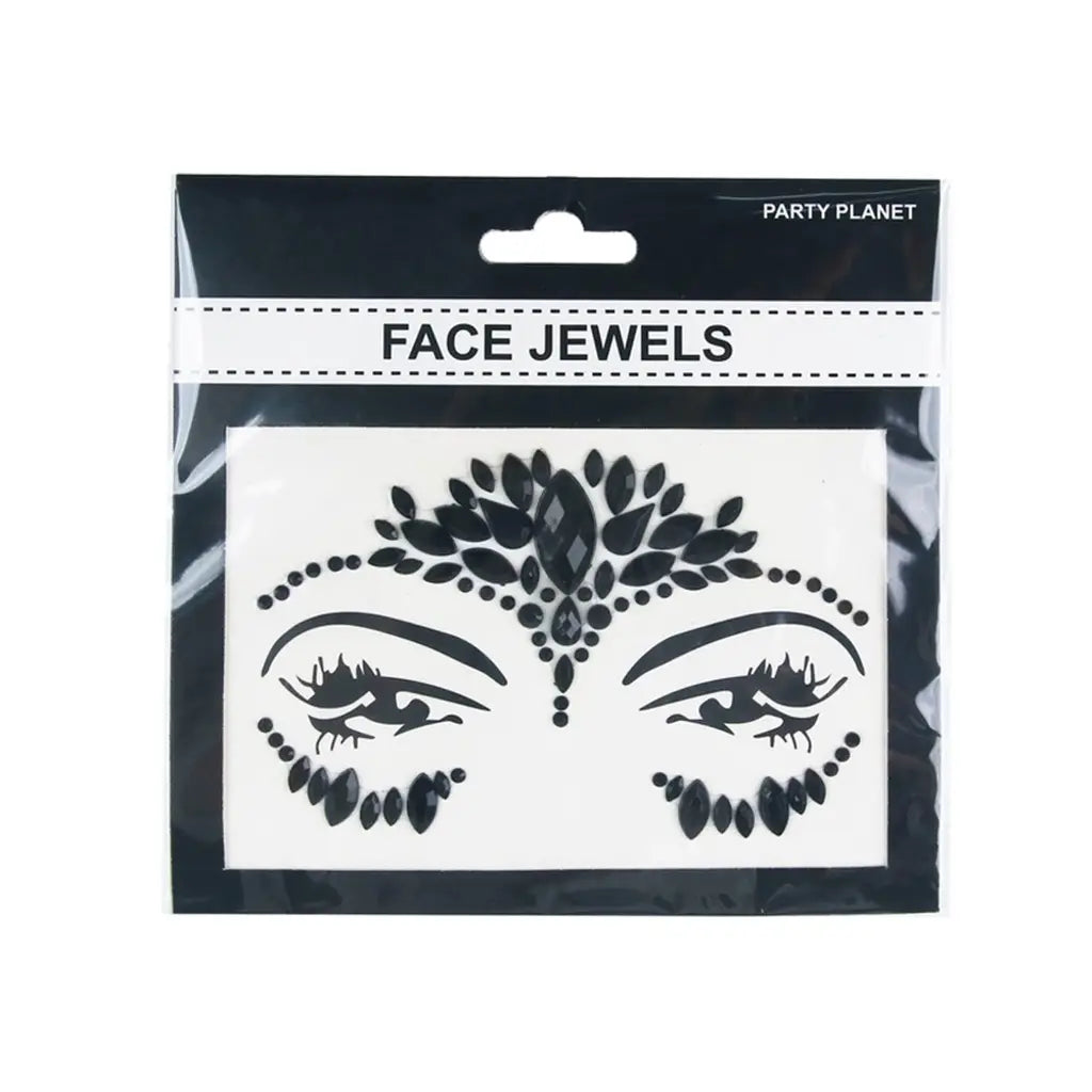 Party Planet Black Stick On Face Jewellery PP11704