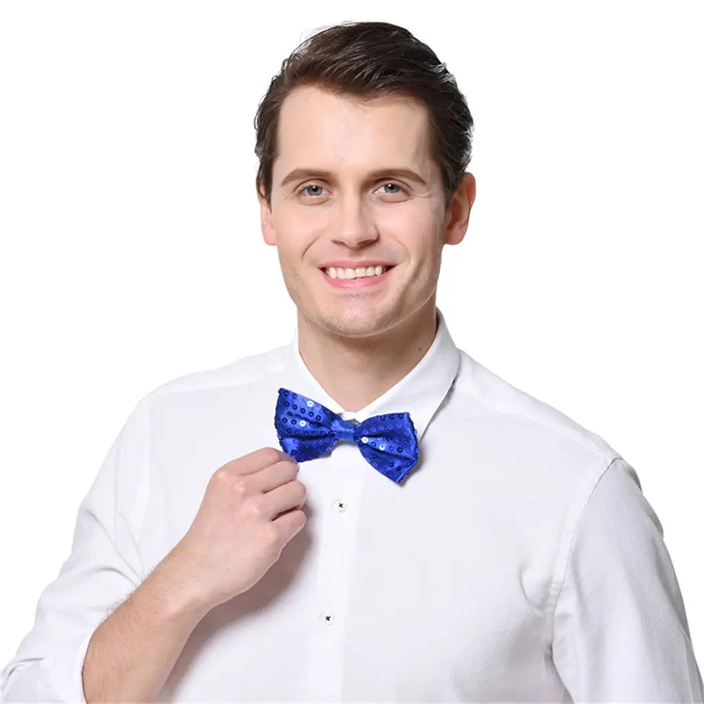 Party Planet Blue Sequin Bow Tie A97311