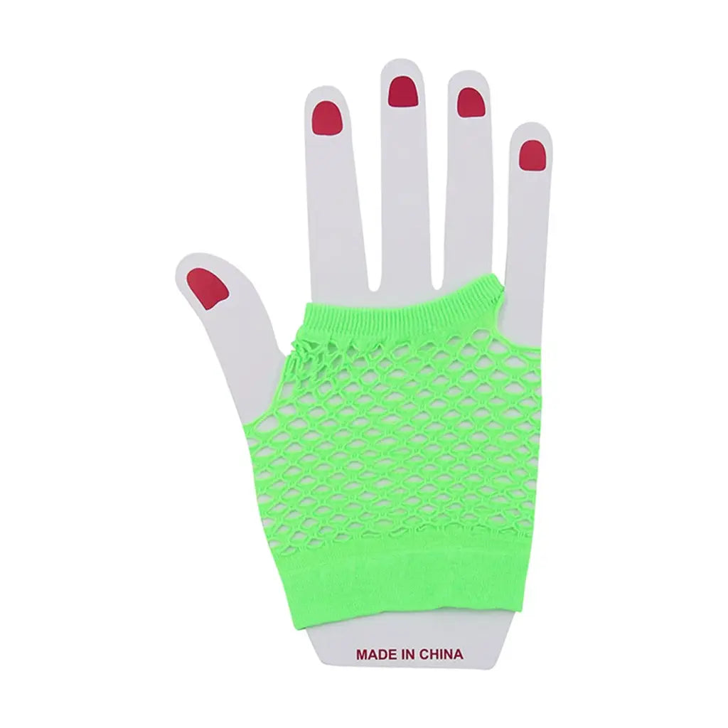 Party Planet Green Short Fishnet Gloves A219867