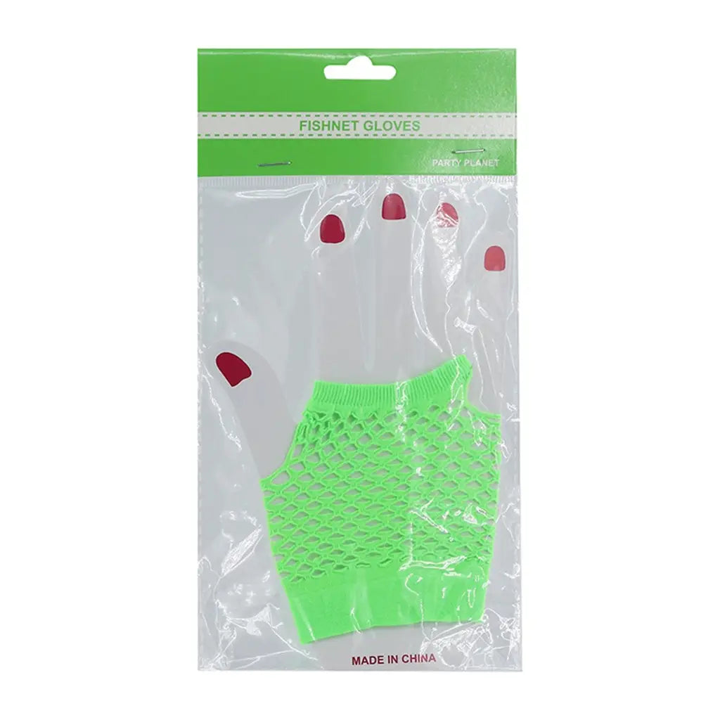 Party Planet Green Short Fishnet Gloves A219867