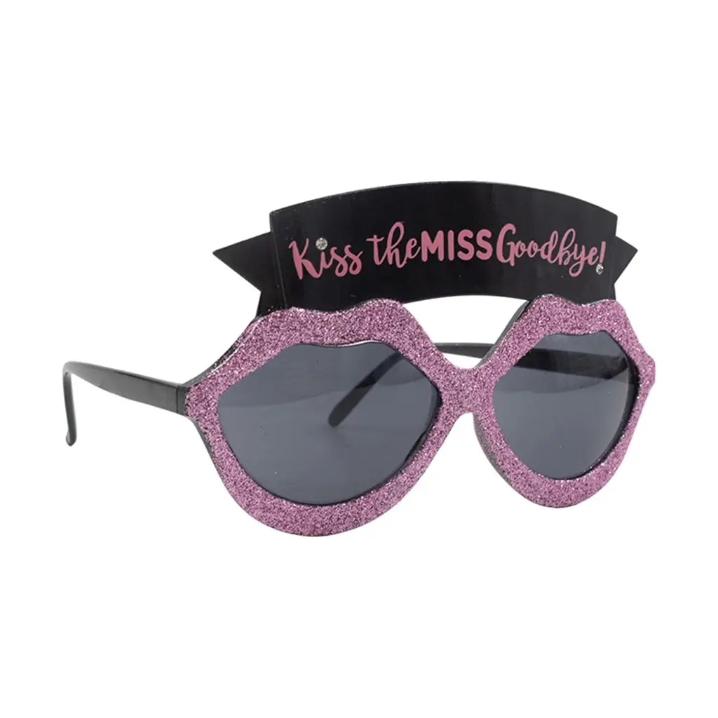 Party Planet Kiss The Miss Goodbye Glasses Pink Glitter PP44286