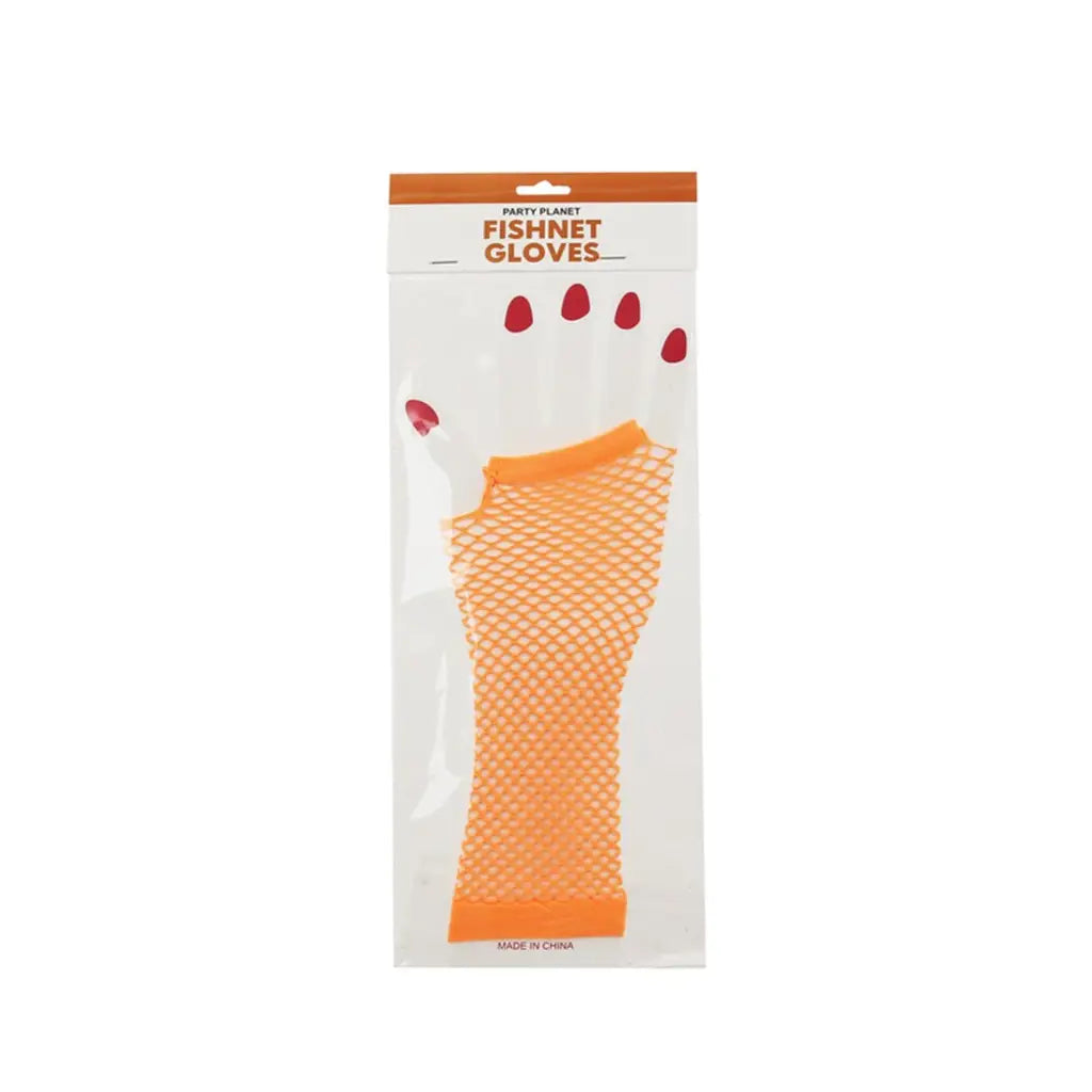 Party Planet Orange Long Fishnet Gloves PP37377