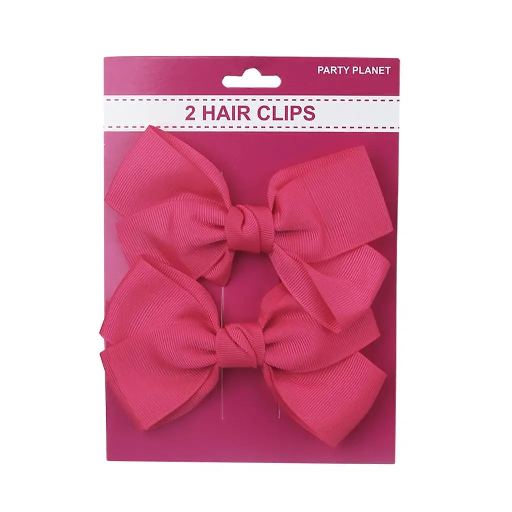 Party Planet Pink Bow Hair Clip 2PK PP11889