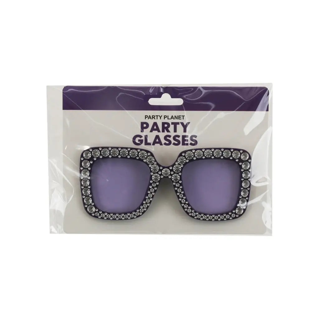Party Planet Purple Blinged Square Party Glasses PP37698