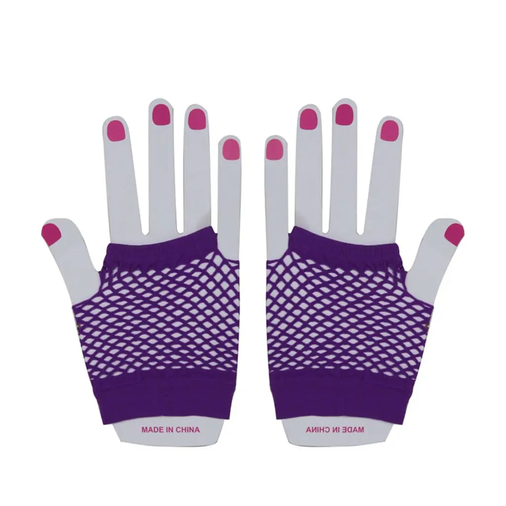 Party Planet Purple Short Fishnet Gloves PP37766