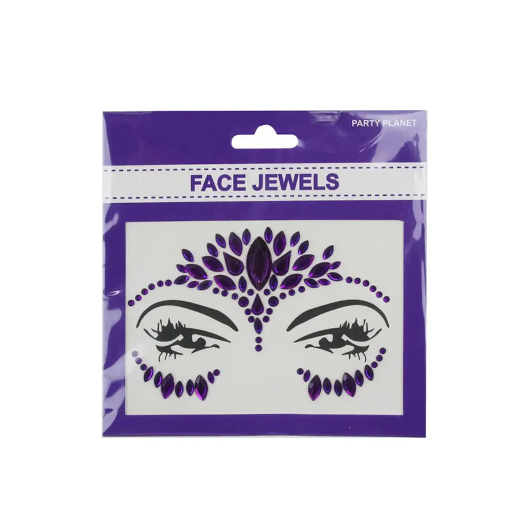 Party Planet Purple Stick On Face Jewellery PP37810