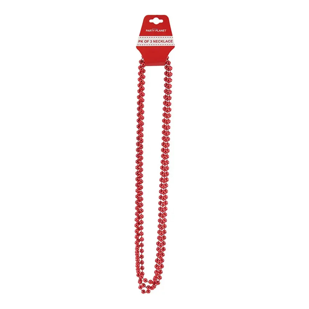 Party Planet Red Party Necklace 80cm 3Pk A100127
