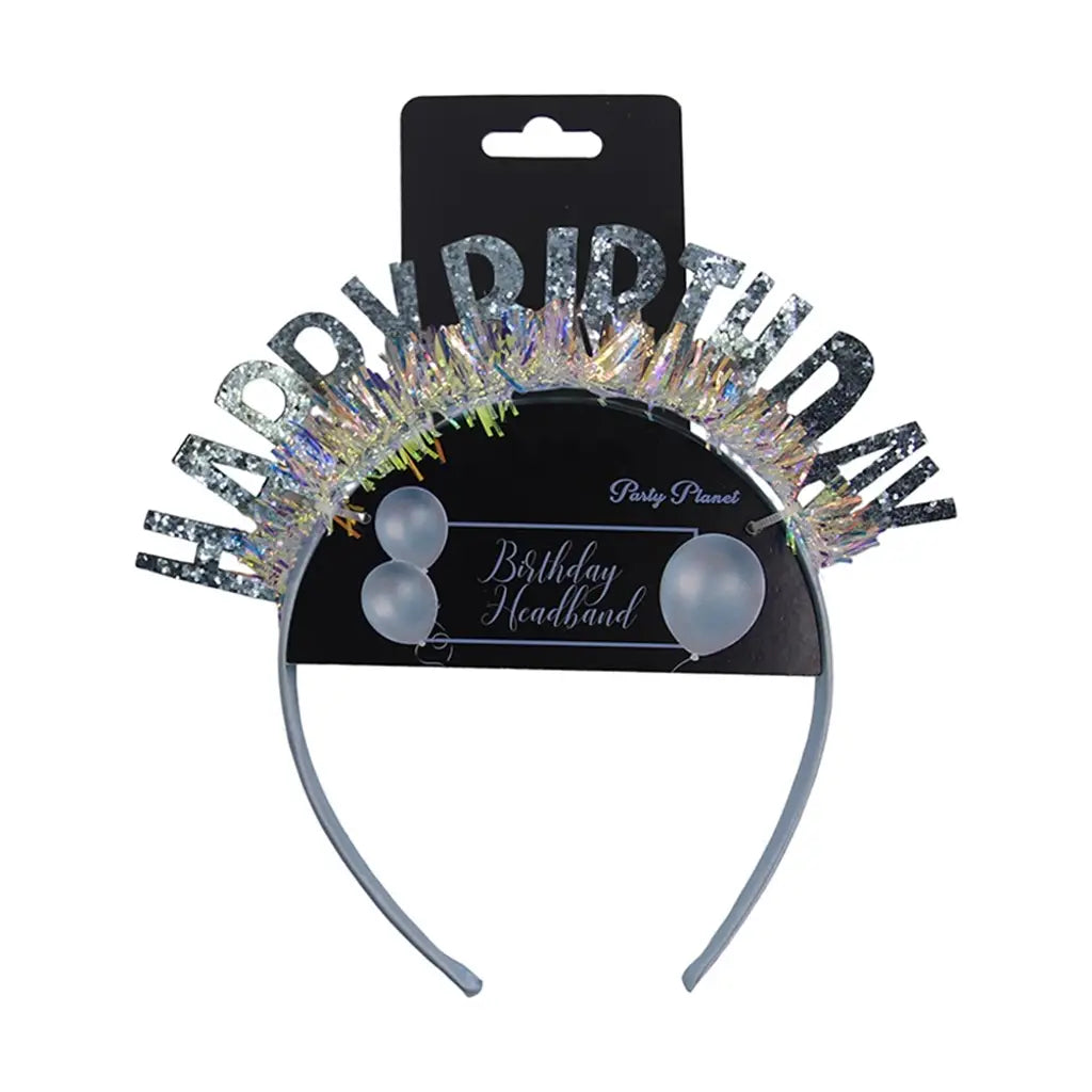 Party Planet Sequin Blue Happy Birthday Headband PP44873