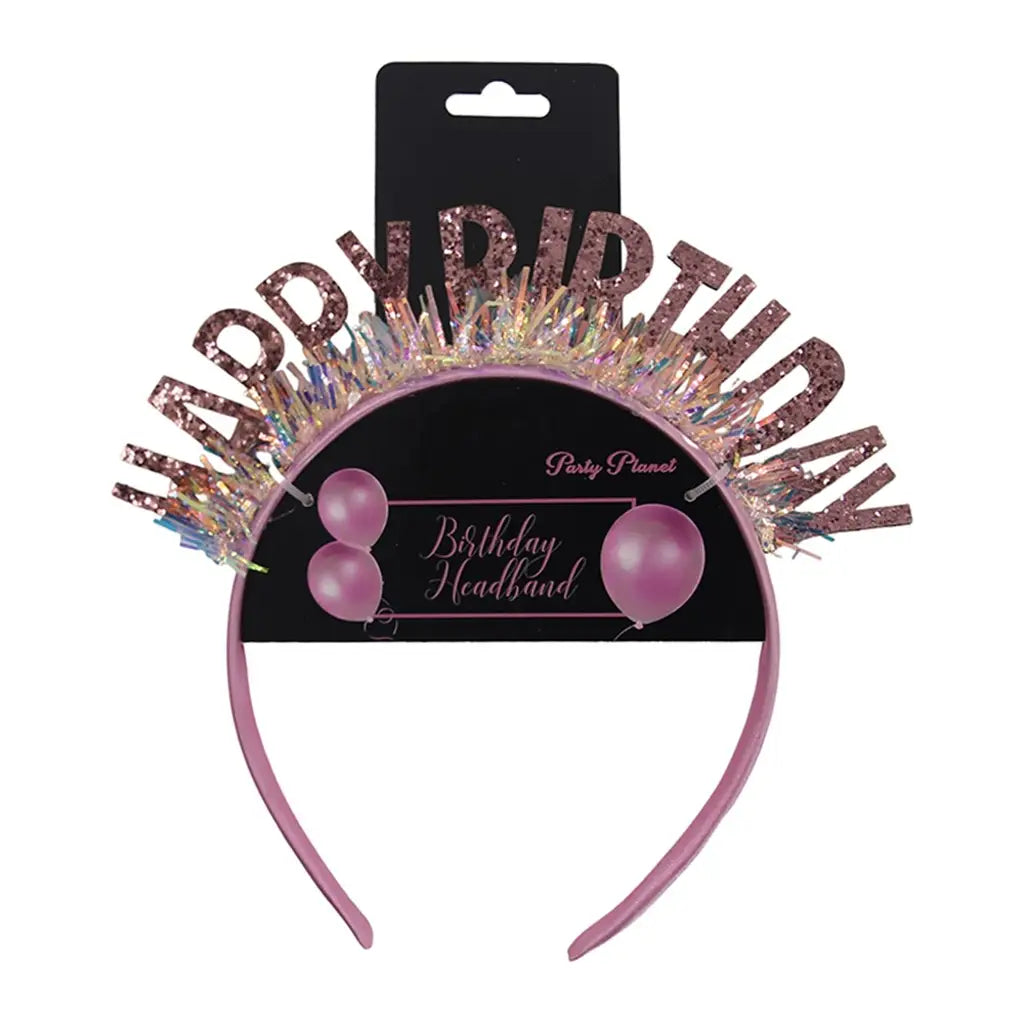 Party Planet Sequin Pink Happy Birthday Headband PP44866