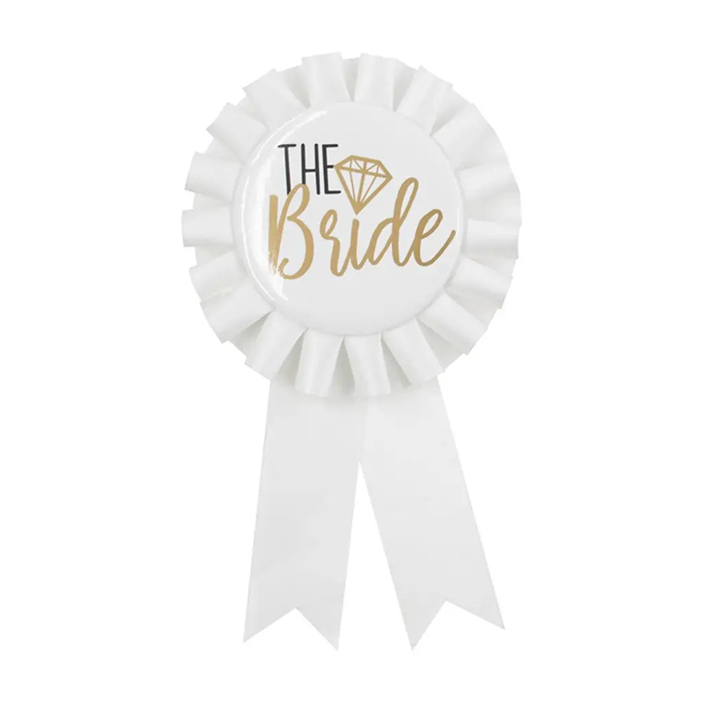 Party Planet White Ribbon Bride Tribe Badge PP44293