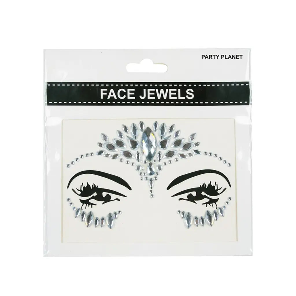Party Planet White Stick On Face Jewellery PP11599