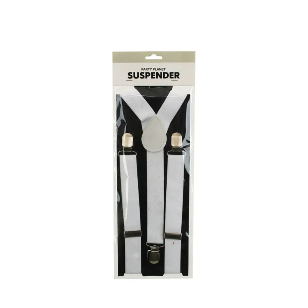 Party Planet White Suspenders A96444