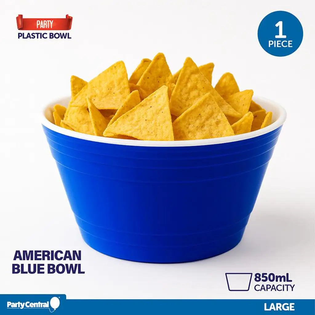 Partyware Drinkware Reusable Plastic Bowl American Blue 850ml 284160