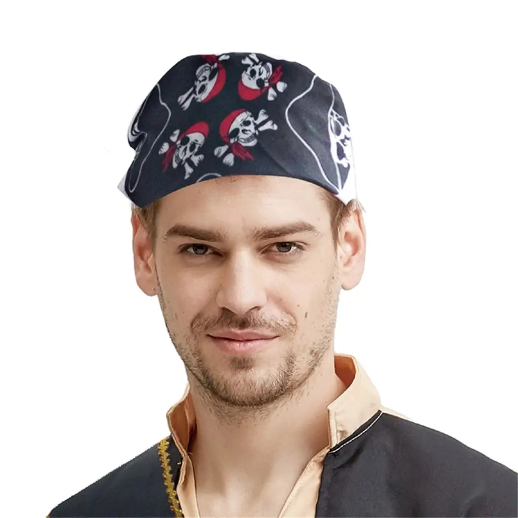 Pirate Black Bandana Head Scarf With Skull A157039