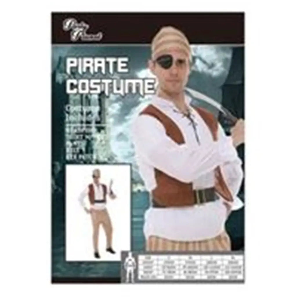 Pirate Costume Xlrg Including Headpiece, Shirt W/Vest, Pants, Belt, Eye Patch PP82786