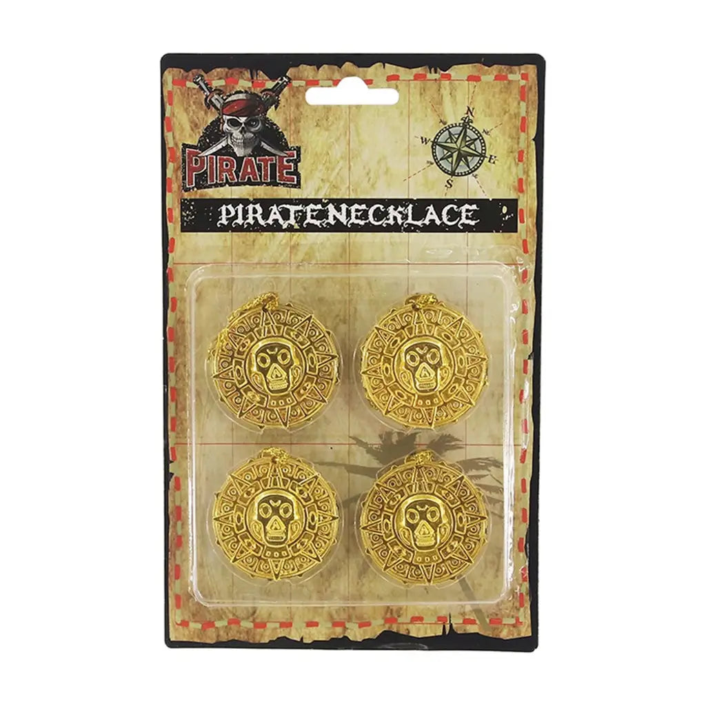 Pirate Gold Pirate Medallions on Necklace 4Pk A138687