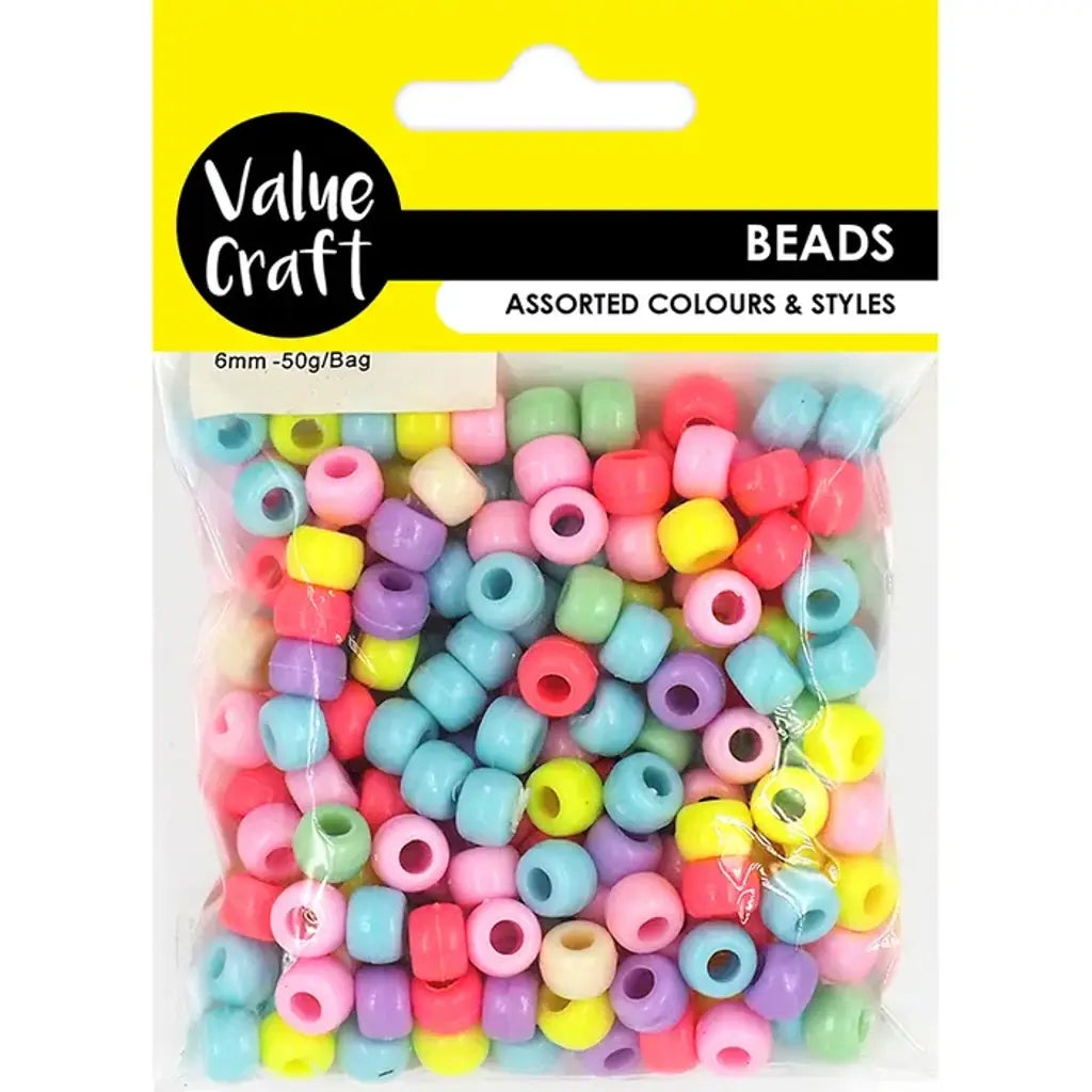 Pony Beads Pastel Mix 6mm 50g VJY611