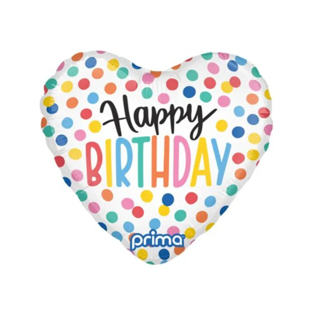 Prima Foil Balloon Happy Birthday Confetti Heart Air Fill 9in 6Pk P620045