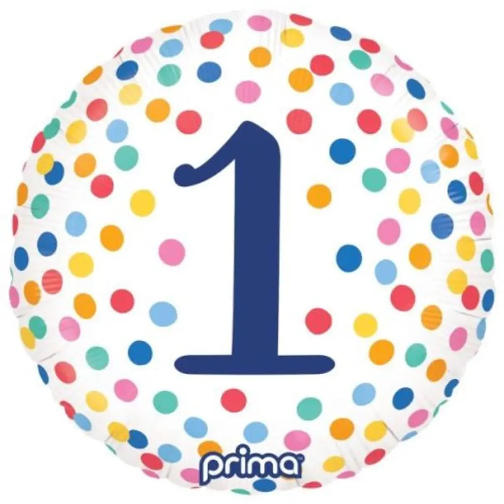 Prima Foil Balloon Number 1 Birthday Colour Confetti 18in P620120