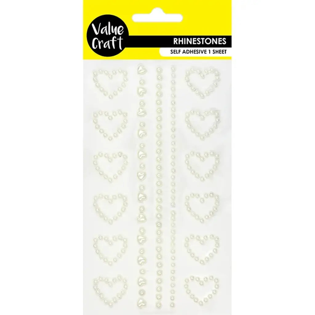 Rhinestone Adhesive Pearl Hearts 1 Sheet VCRST122