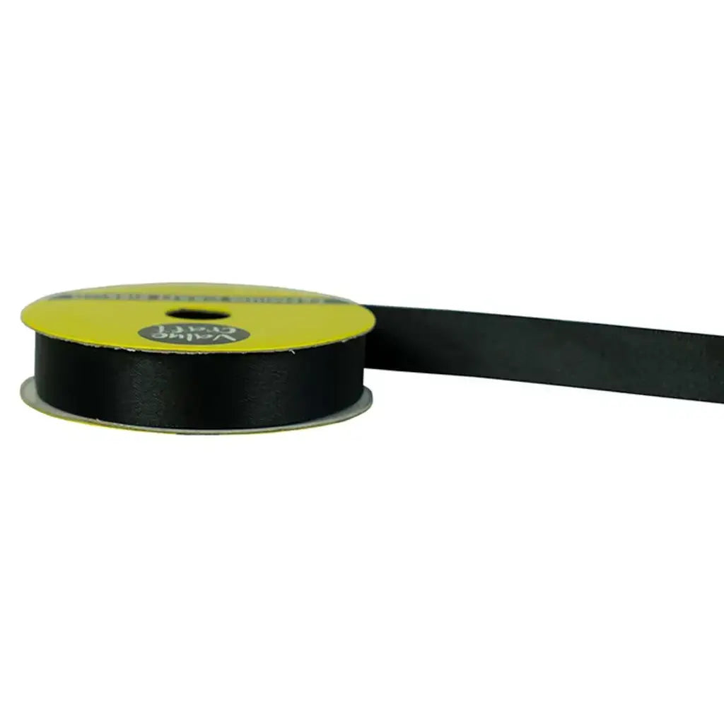 Ribbon Polyester Satin Black 15mmX6m VN15BK