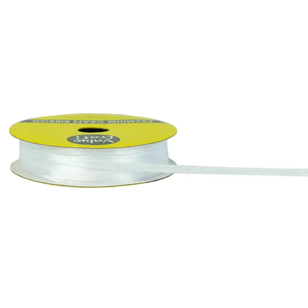 Ribbon Polyester Satin White 3mmX15m VN03WH