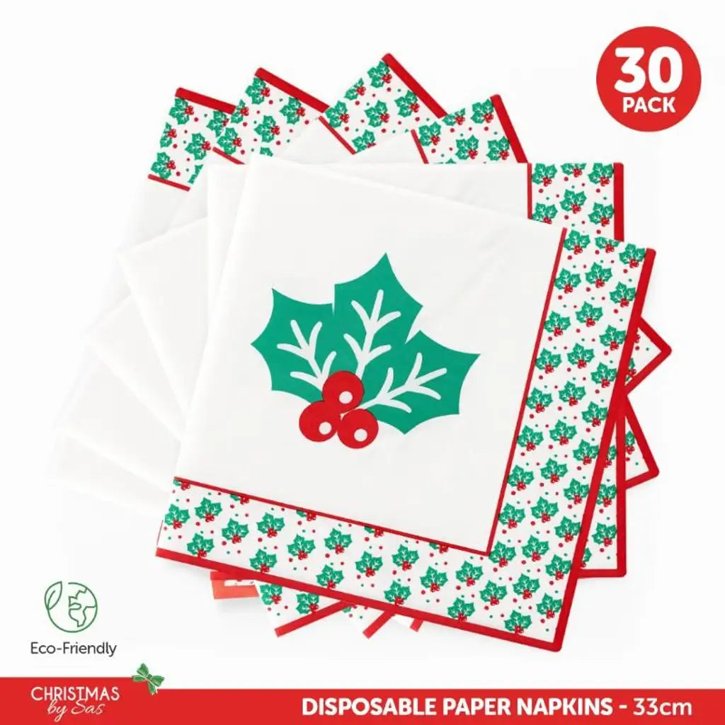 SAS Christmas Paper Napkins 33x33cm 30Pk 321926