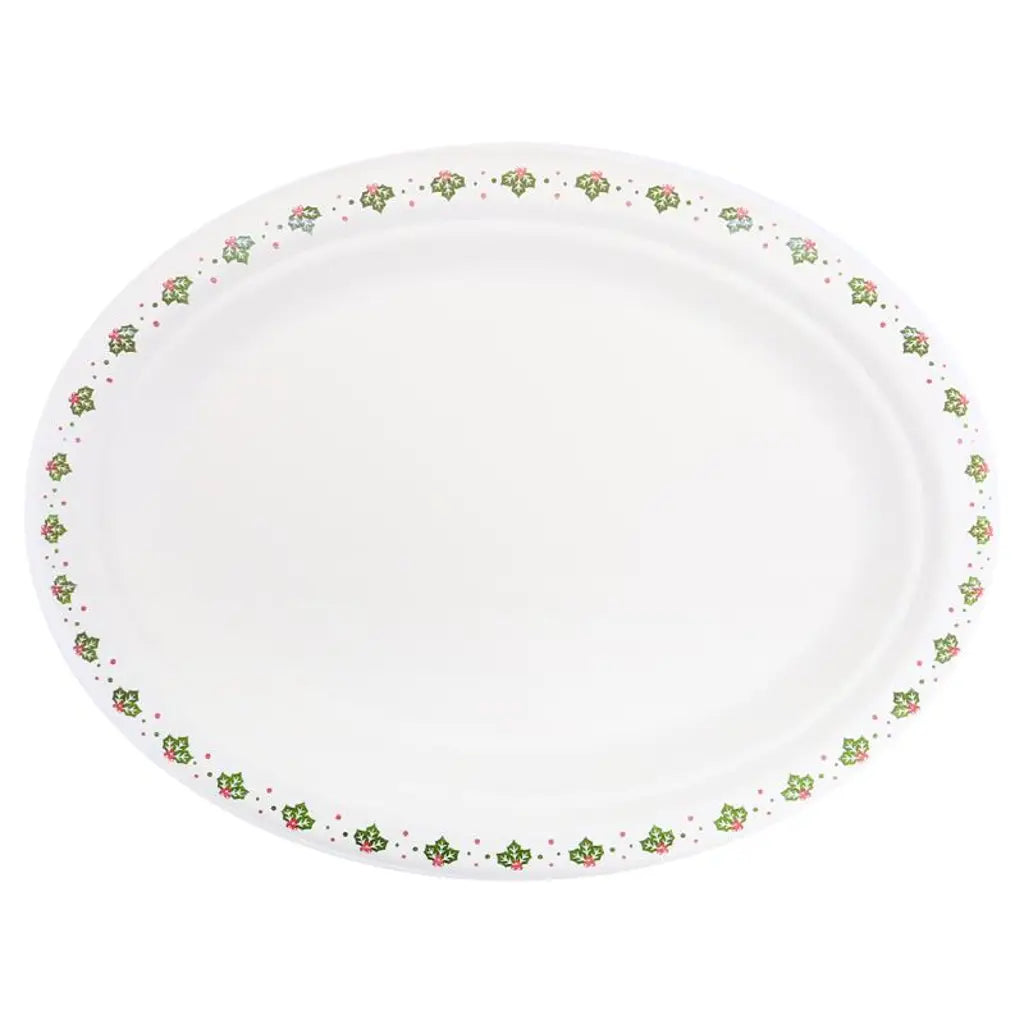 SAS Sugarcane Bagasse Christmas Plates Oval 26x19.5cm 18Pk 320424