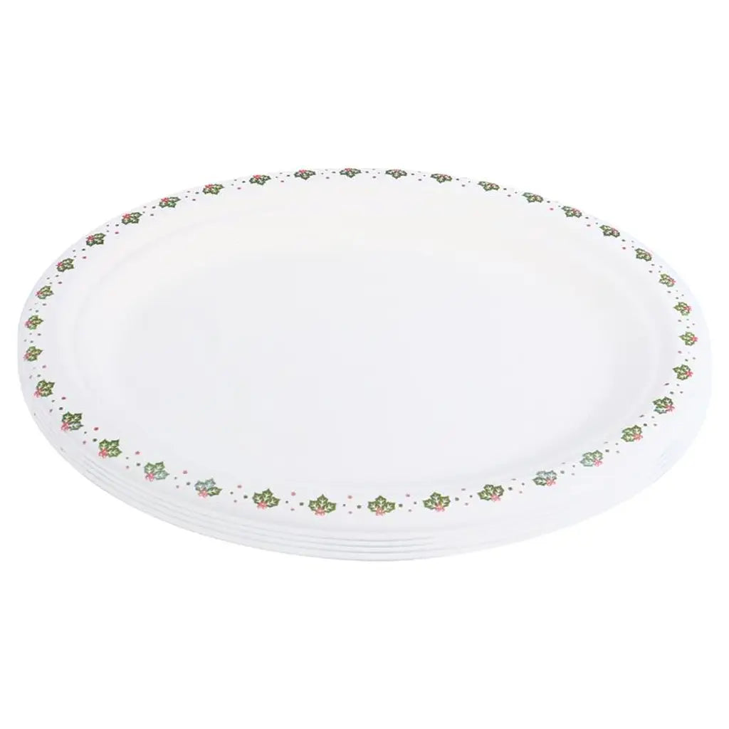 SAS Sugarcane Bagasse Christmas Plates Oval 26x19.5cm 18Pk 320424