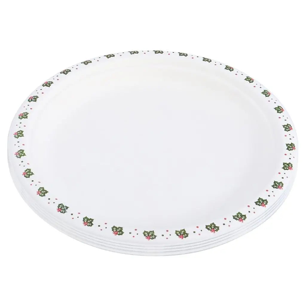 SAS Sugarcane Bagasse Christmas Plates Round 18cm 25Pk 320431