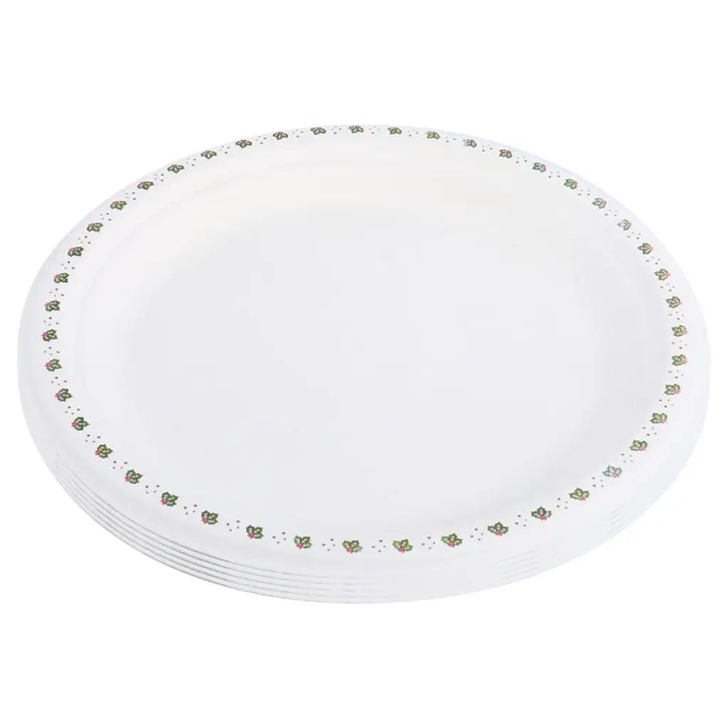 SAS Sugarcane Bagasse Christmas Plates Round 23cm 18Pk 320417
