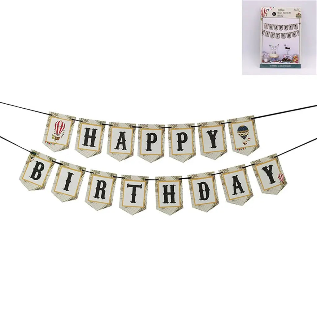 Shmick Happy Birthday Bunting 3.5m Vintage Hot Air Balloon SH87972