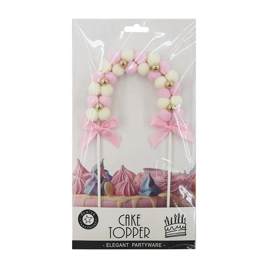 Shmick Pink And White Pom Pom Arch Cake Topper SH43814