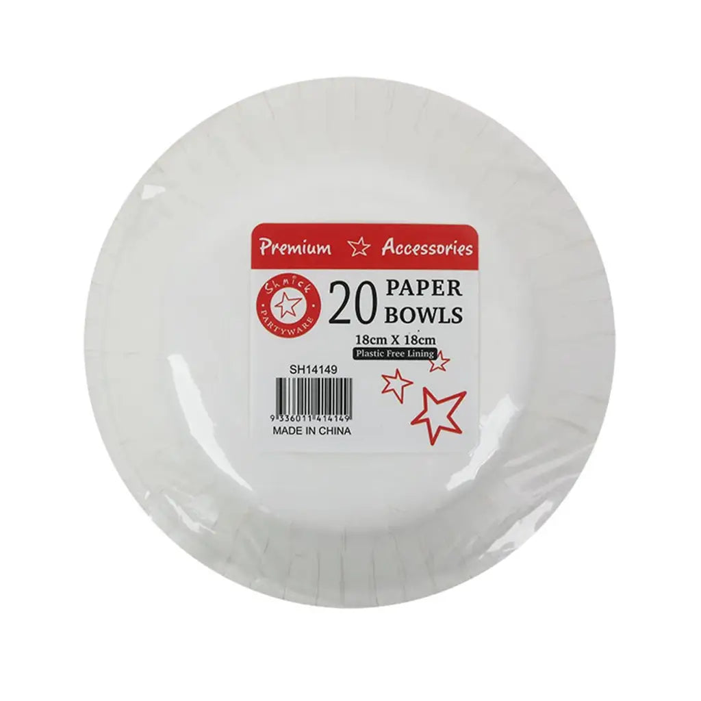 Shmick Plastic Free Paper Bowl Cherry Red 18cm 20PK SH14149
