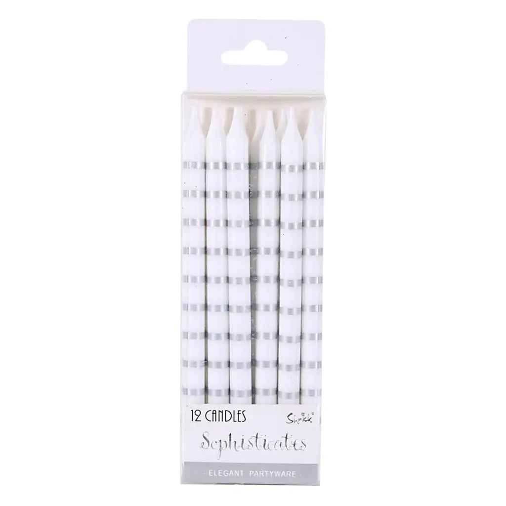 Shmick Silver Stripe Birthday Candles 12.5cm 12Pk SH48249