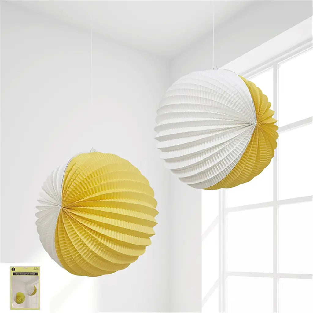Shmick Yellow Accordion Lanterns 25cm 2Pk SH22727