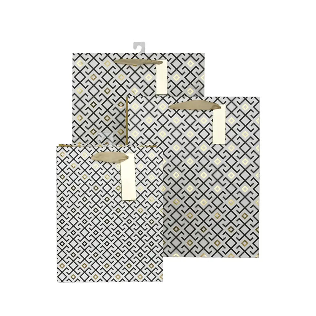 Snazzle Large Geometric Gold & Black Gift Bag 26x32x12cm SN27705