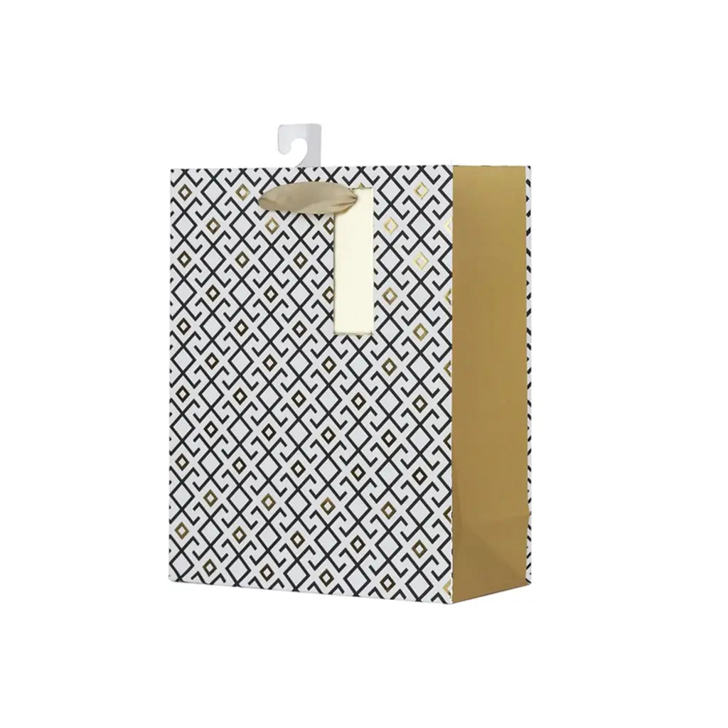 Snazzle Medium Geometric Gold & Black Gift Bag 18x23x10cm SN27699