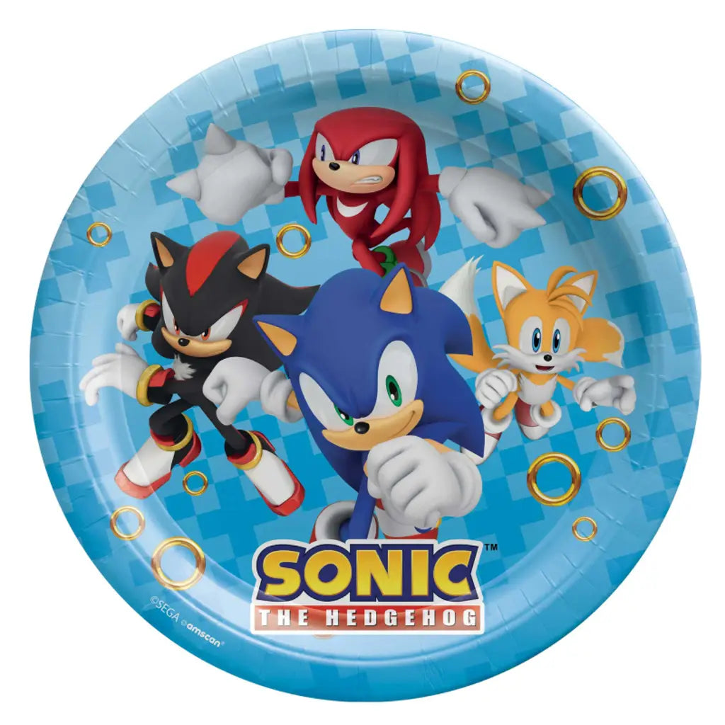 Sonic The Hedgehog Paper Plates 23cm 8Pk 552837-66
