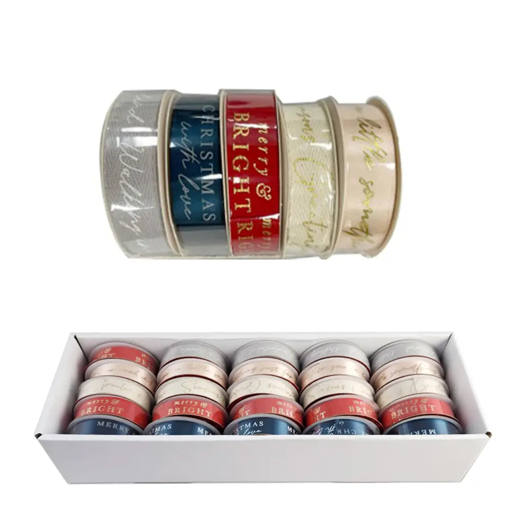 Xmas Ribbon 2Cmx2.7cm Satin W/Wording XM120609