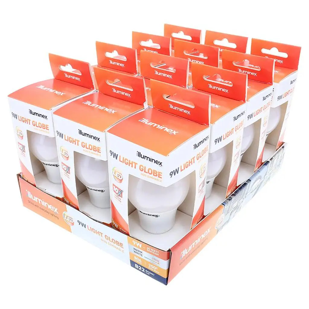 illuminex GLS LED Light Bulb B22 240V 9W W/W 228515