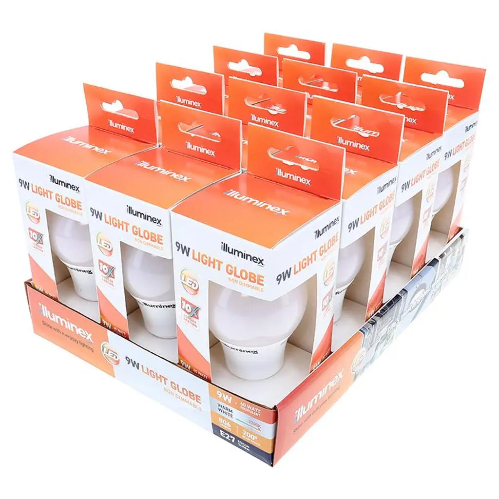 illuminex GLS LED Light Bulb E27 240V 9W W/W 228485
